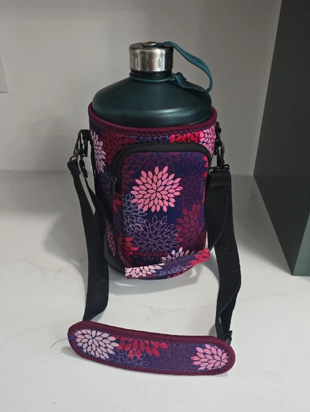 Floral Water Bottle Carrying Bag And Water Bottle - Dahlia Print